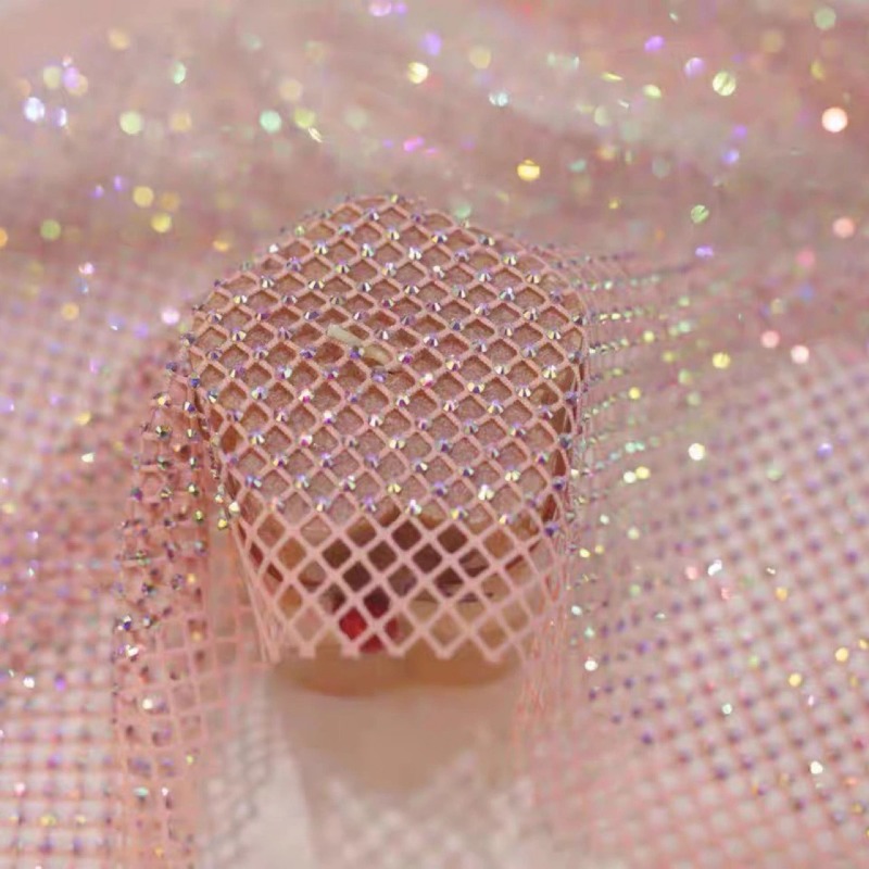 Crystal Mesh Fabric - Mistlace Streç Rhinestone Balık Ağı Kumaşı