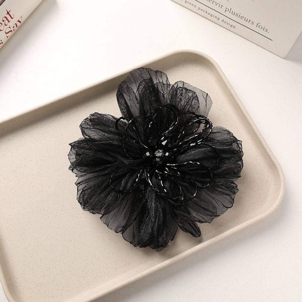 Crystal Mesh Fabric - Organze Kumaş Çiçek Aplike Boncuklu Çiçek