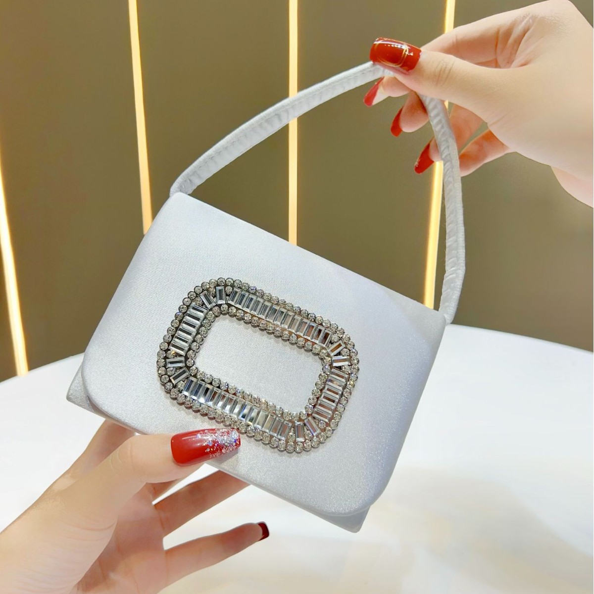 Lüks Mini Kare Çanta kadın Elm - Tassel Fringe Trim incelemesi ve fiyatı
